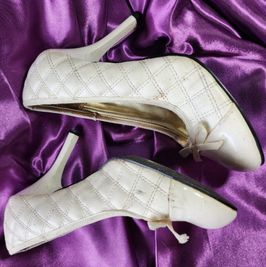 Natalies Quilted White Pumps