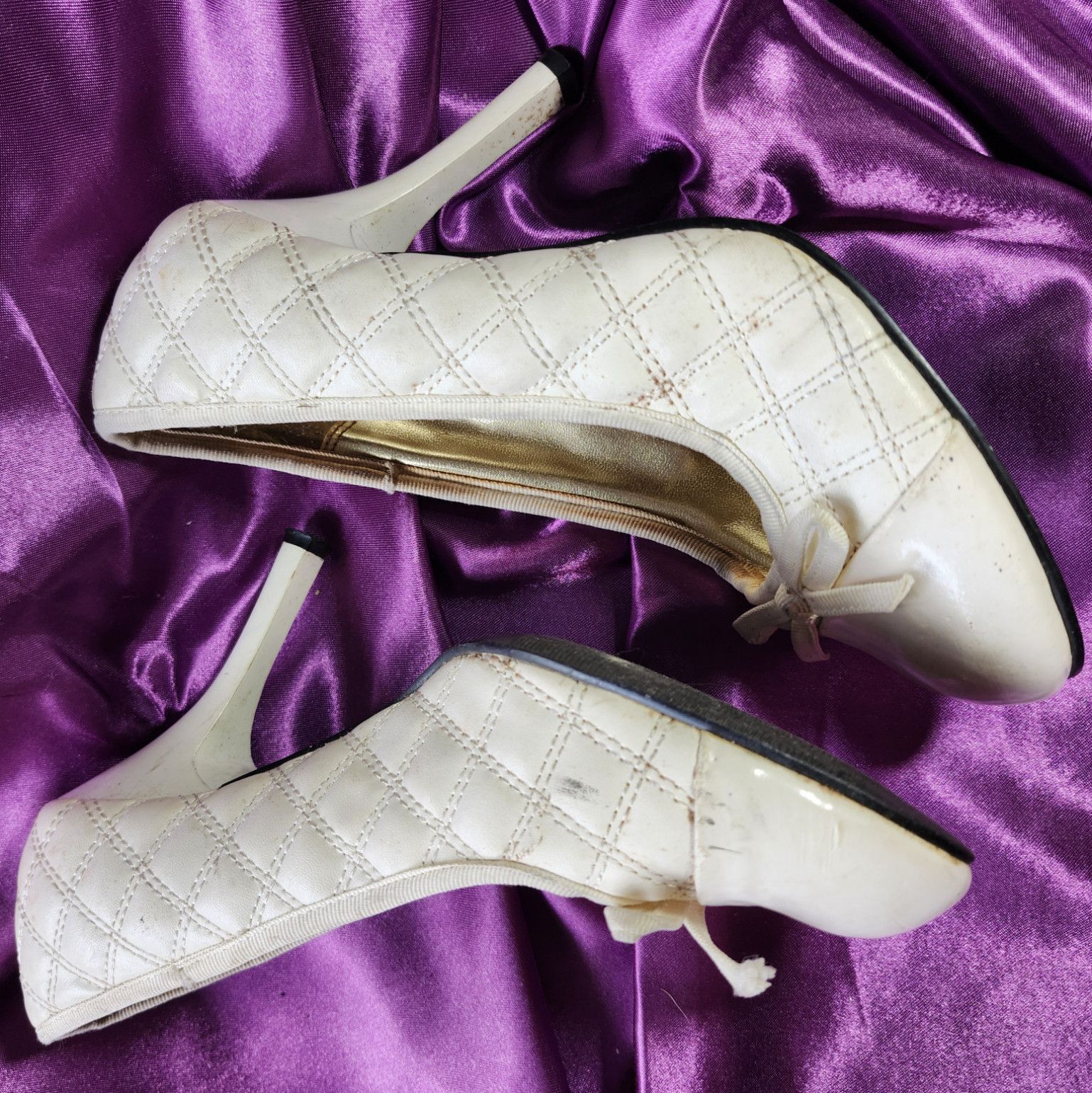 Natalies Quilted White Pumps