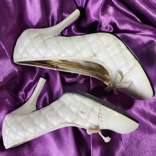 Natalies Quilted White Pumps