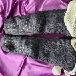 Natalies Thick Black Slipper Socks