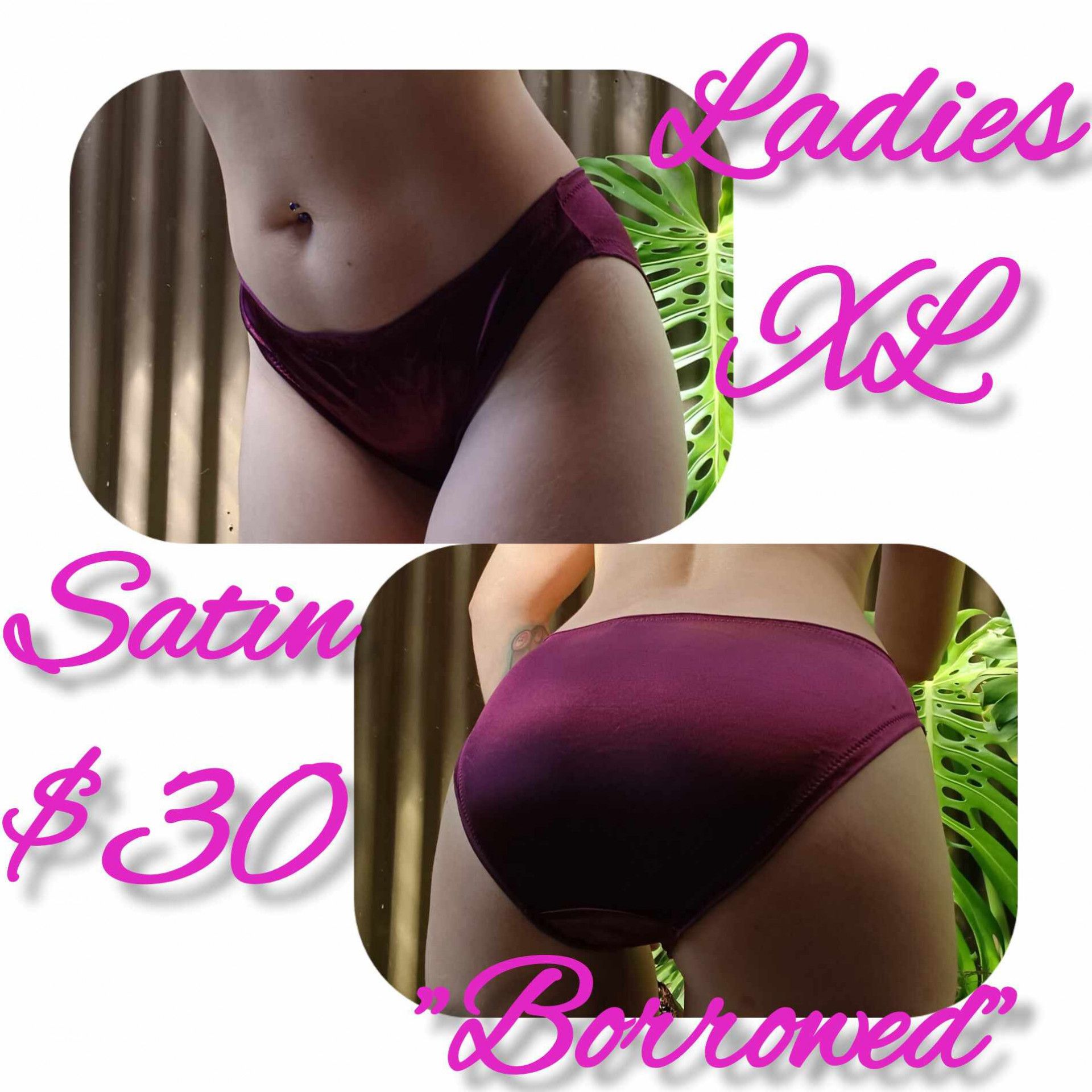 Satin panties dark red XL borrowed from gf dark red