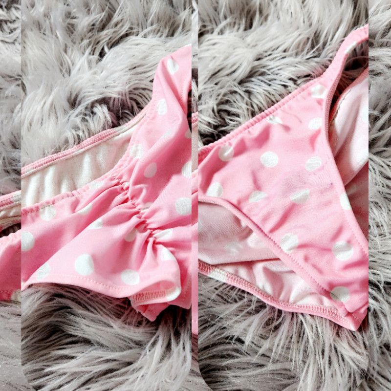 PINK POLKA DOT SCRUNCHED BIKINI BOTTOM