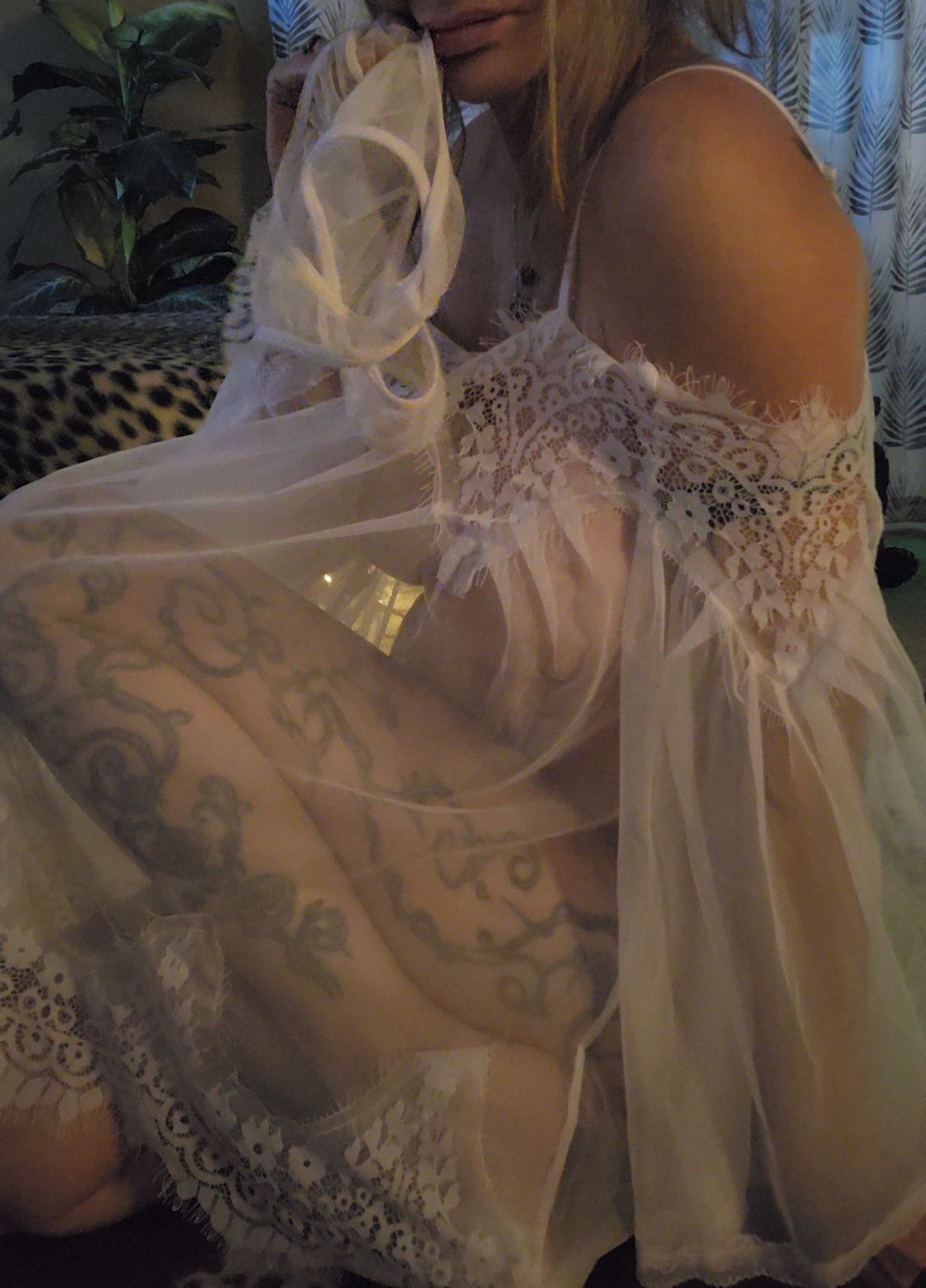 OFF WHITE LACE NIGHTY WITH PANTIES