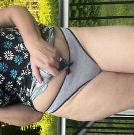 Gray cotton thong panties