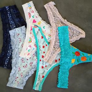Silky Thong w Lace Trim