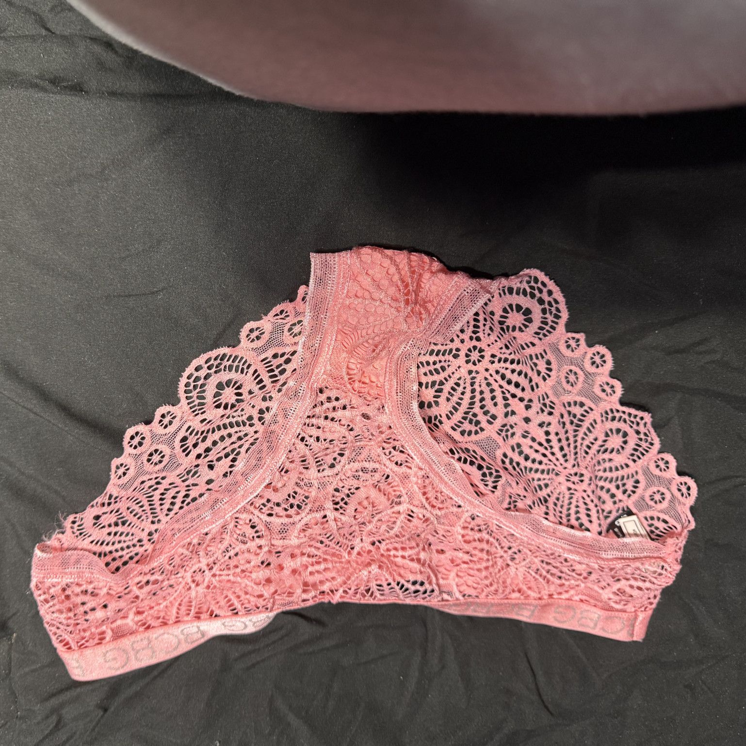 Pink lace panties