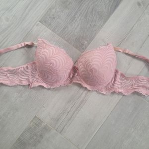 Pink lace bra
