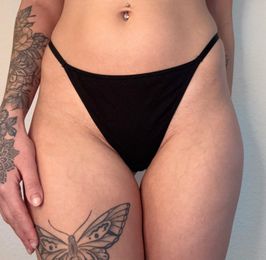 Worn Black Cotton Thong
