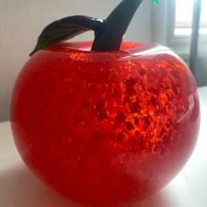 HandBlown Red Glass Apple Decorative Piece