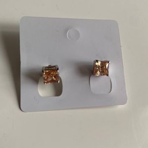 Elegant Peach Tone Square Stud Earrings