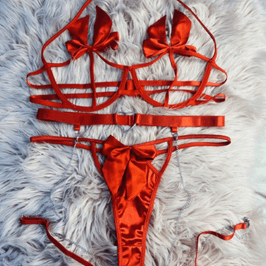 Used Red Bow and Chain Lingerie