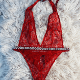 Used Red and Rhinestones  Victorias Secret Lingerie
