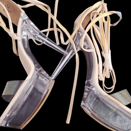 Clear Platform Heels  Lace Up Style