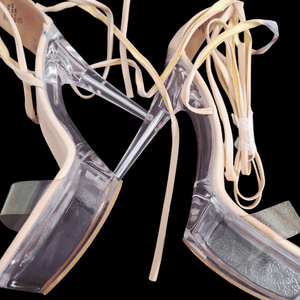 Clear Platform Heels  Lace Up Style