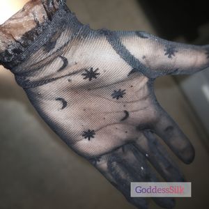 Hand Fetish Heaven:  Worn Black Lace Gloves
