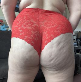Red lace boyshort panties