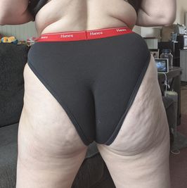 Black and red Hanes hi cut panties