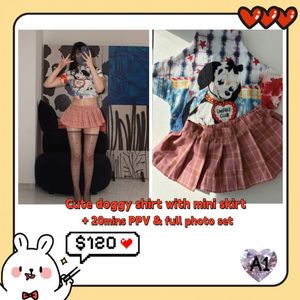 Cute Doggy shirt with pink mini skirt
