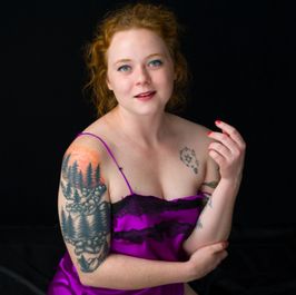 Redhead Emily in a Purple Nightie
