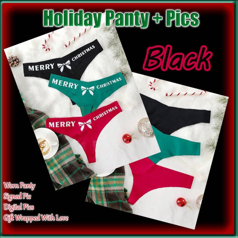 Christmas Thong With Pics and a Christmas Card Signed BLACK
