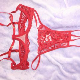 used red thong set