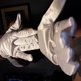White Nylon Satin Gloves STUFFED or SOAKED