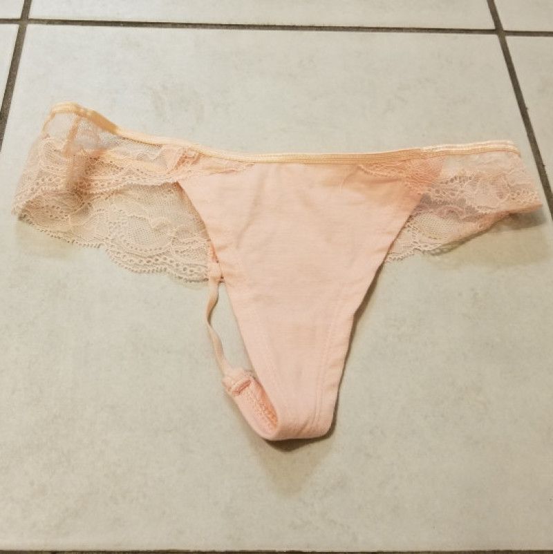 Peach Lace T String Panty