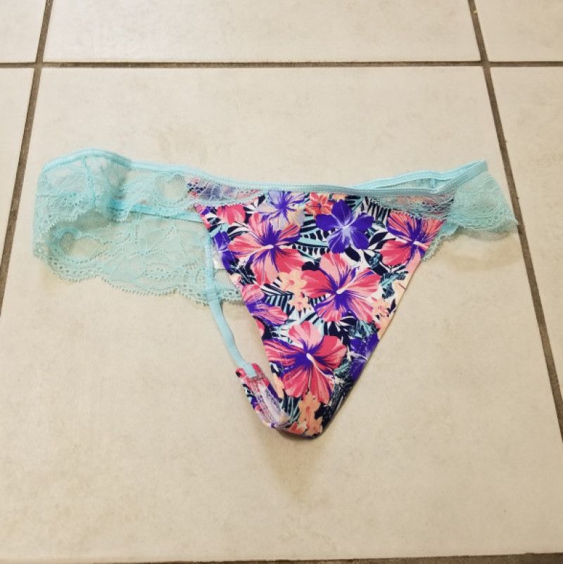 Floral Print Lace T String Panty