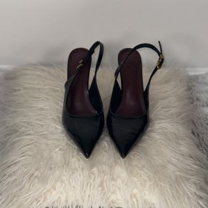 Black vinyl sling back