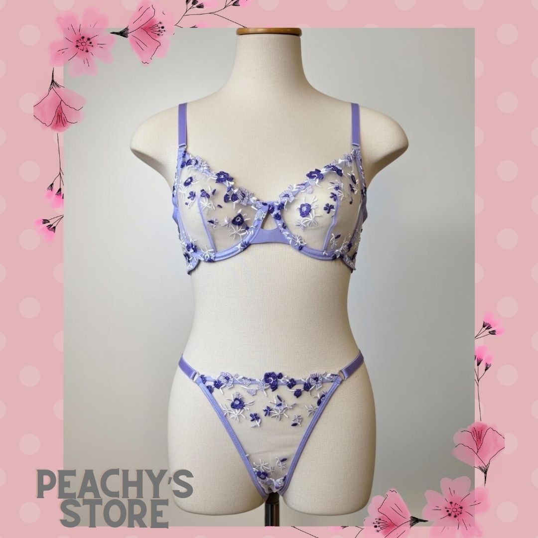 Lavender floral Bra and Panty Set