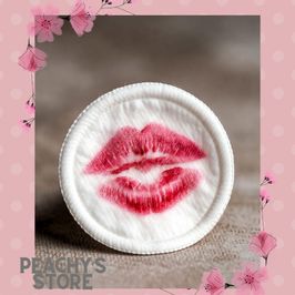 Cotton Pad with Lipstick Kiss