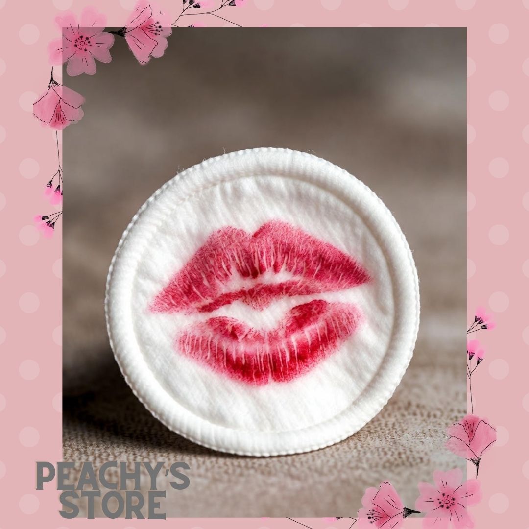 Cotton Pad with Lipstick Kiss