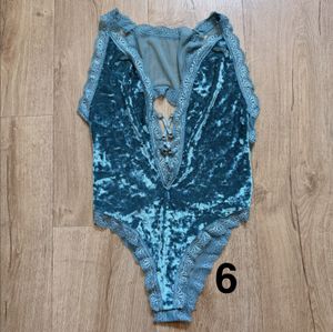 Teal Velvet Body Suit