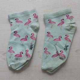 Cyan flamingo ankle socks