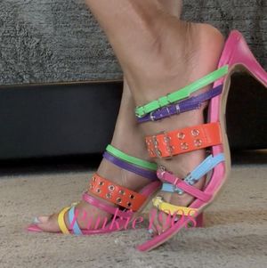 Aesthetic MultiColor Y2K Buckle Strappy Mules  Size 11