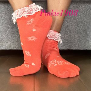 SFW Bridgerton Ruffled Coral Ankle Socks
