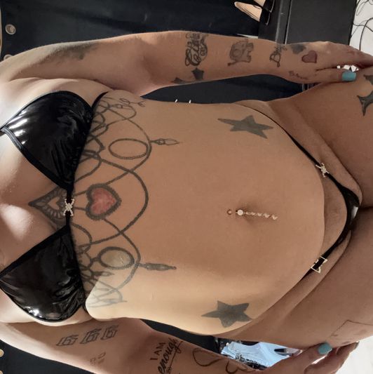 Black latex bikini