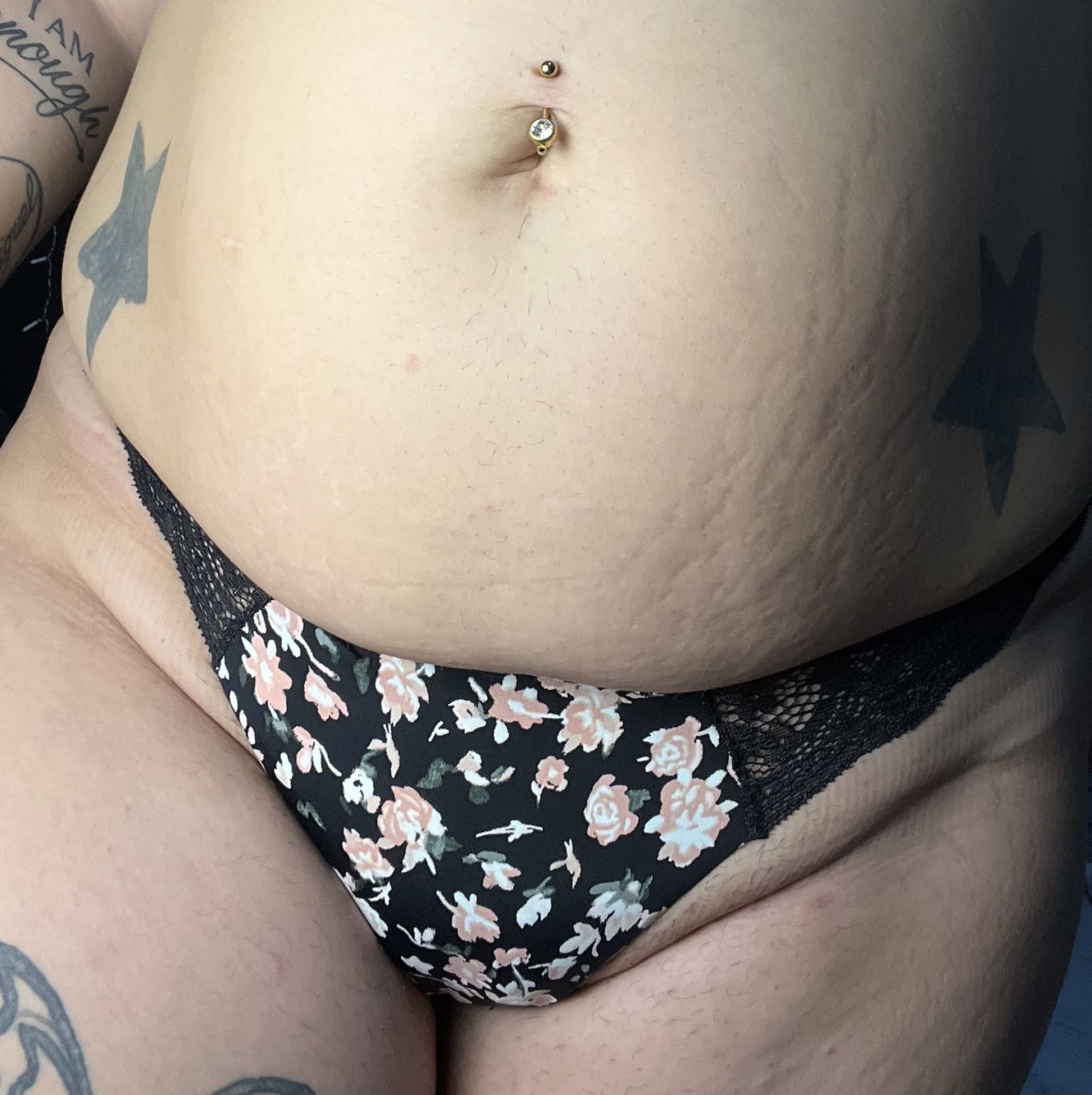 Black with flowers thong