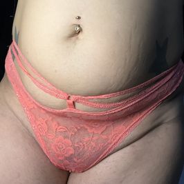 Peach lace thong