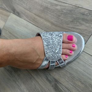Silver glitter heels