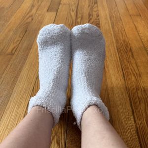 Fuzzy White Socks Worn Heavily