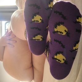 BBW Purple Halloween Witchy Moon Crew Socks