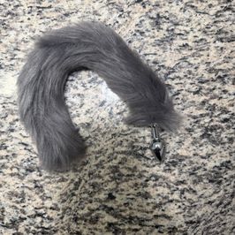 Gray Fox Tail Plug  Fluffy Personal Tail from My Collection