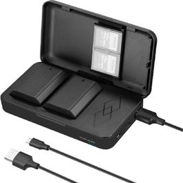 Spare camera batteries with charging case