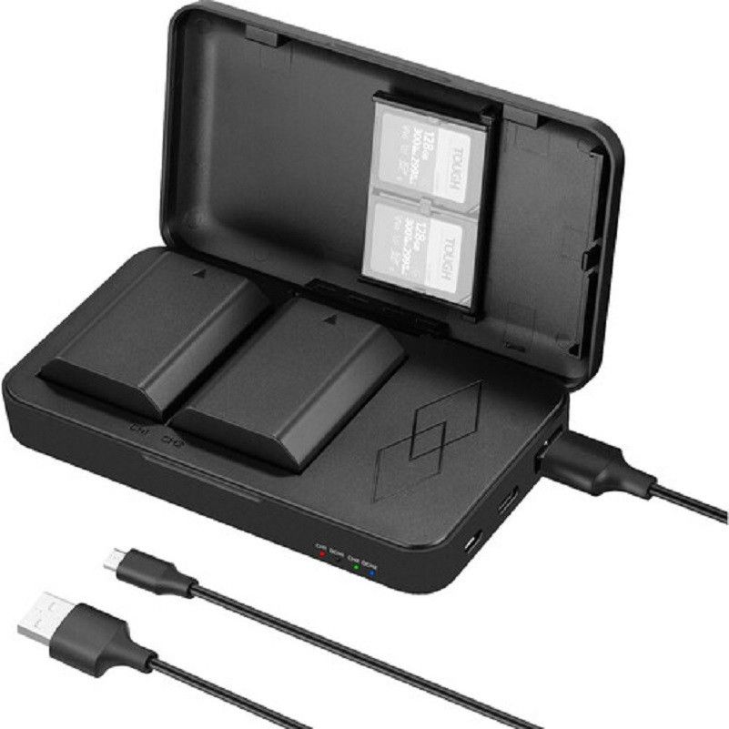 Spare camera batteries with charging case