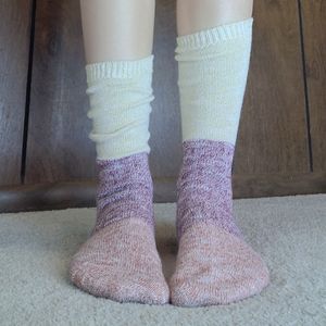 Tricolor Cable Knit Glitter Socks