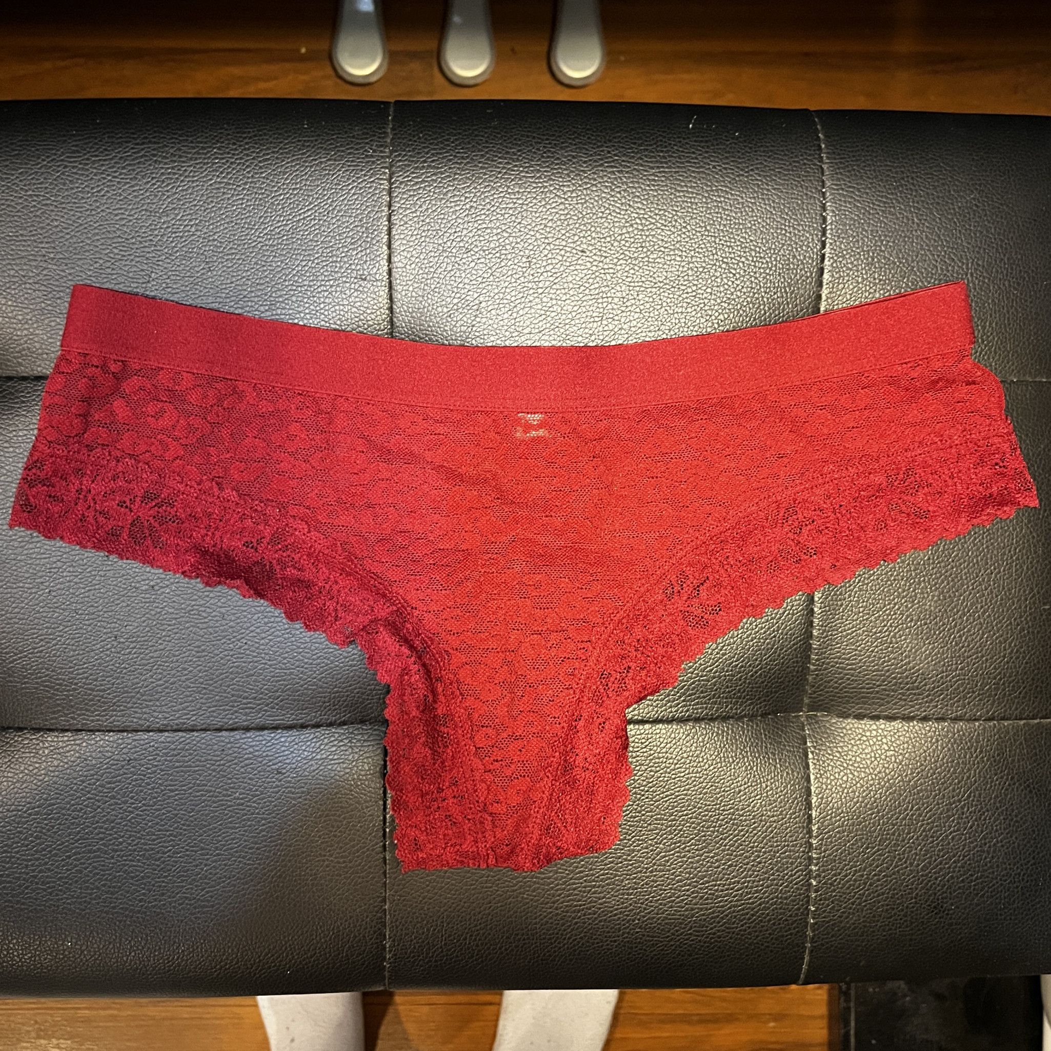 PINK Red Lace Cheeky Panties