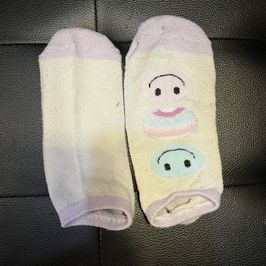 Thin Purple Smiley Socks Mismatch