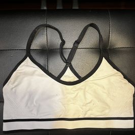 White Black Racerback Sports Bra