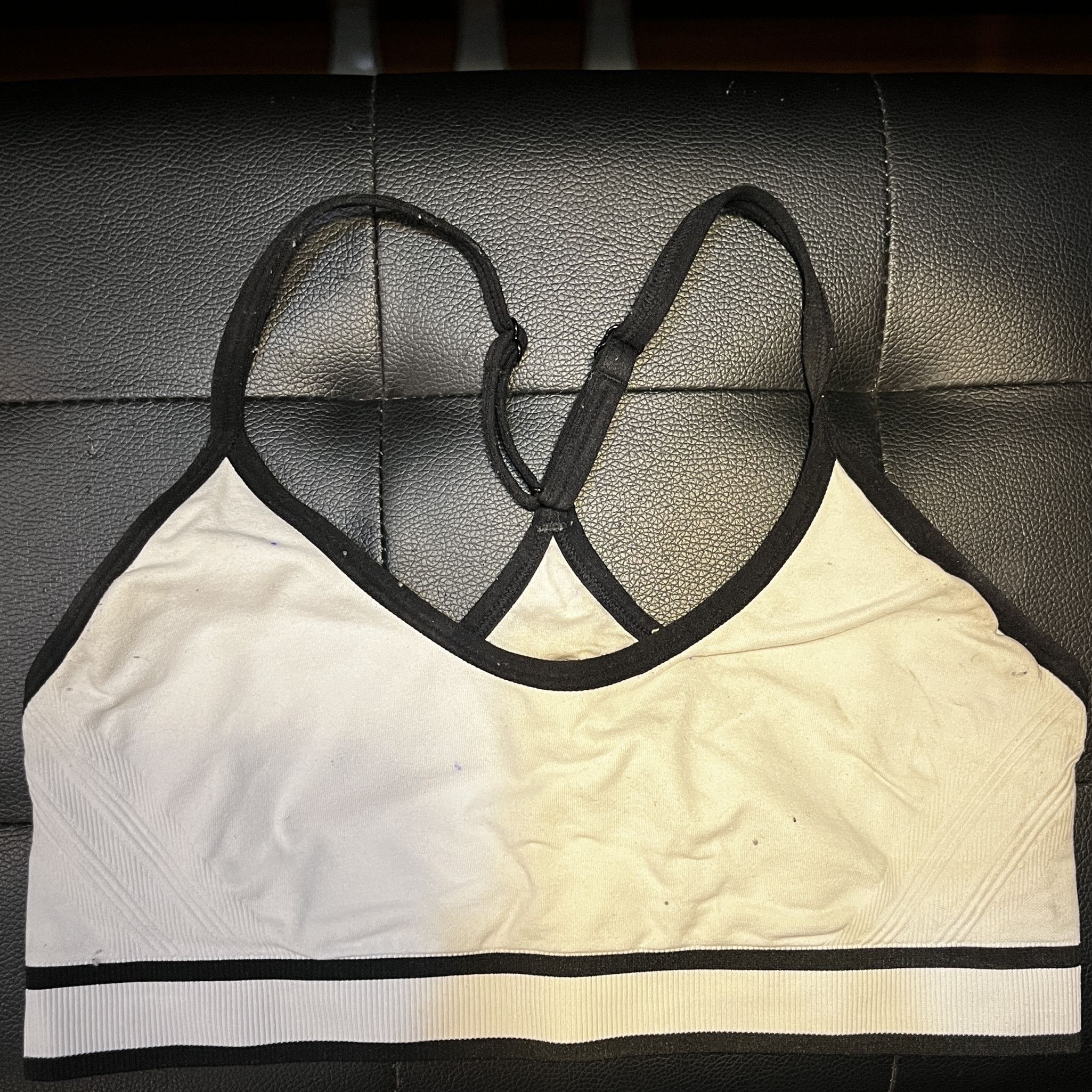 White Black Racerback Sports Bra